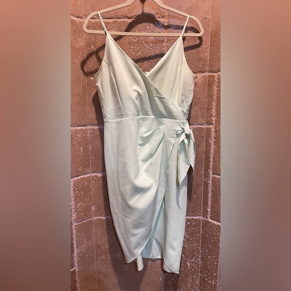 BCBGeneration Mint Green Wrap Midi Dress with Side Tie